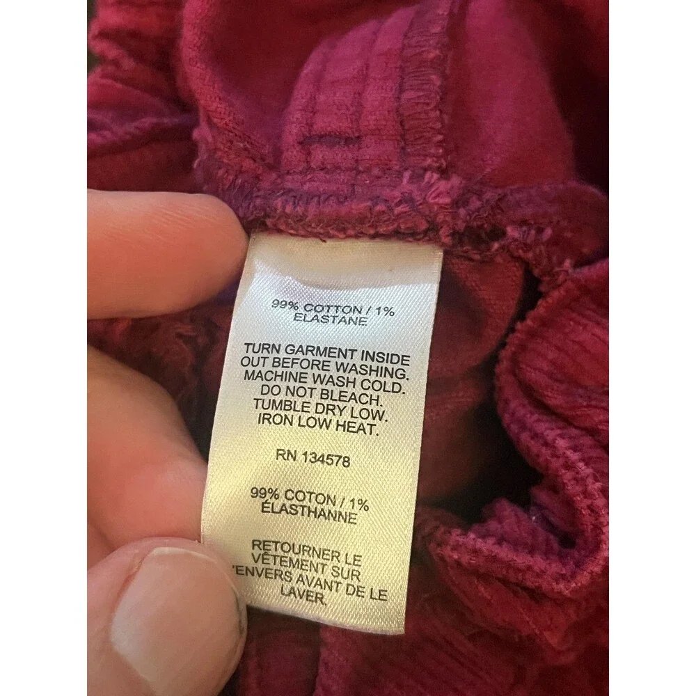 Vineyard Vines Pants Girls 6 Pink Corduroy Adjustable Waist Raw Hem Stretch